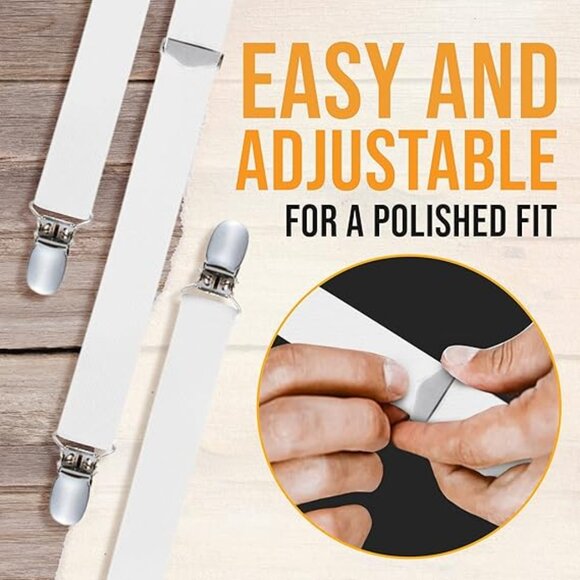 HOLD'EM Shirt Stay for Men Police Military Non Slip Clips - White Straight - Picture 4 of 7